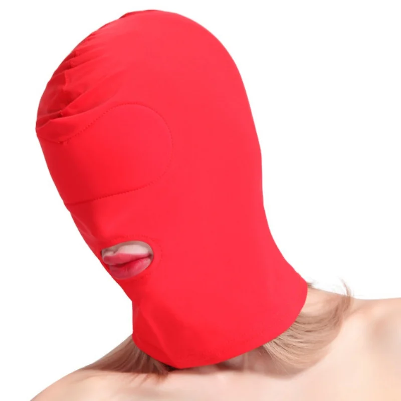 Red Elasticity Balaclava Cap Unisex Fetish Full Face Mask Standard Seamless Bondage Hood for Cosplay Party Hat Tactical Games