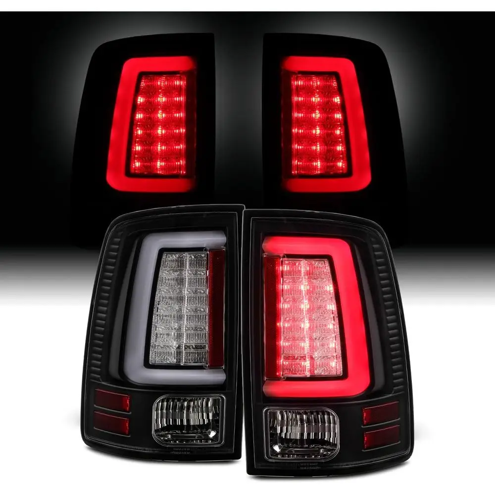 

Для [C-образных светодиодных фонарей] Dodge Ram Pickup Truck 2013-2018 (DS/DJ/D2) — черные задние фонари, стоп-сигналы, левый+правый, пара.