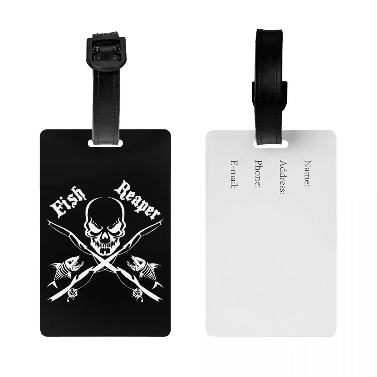 Custom Fish Reaper Skull Luggage Tag Privacy Protection Fisherman Fishing Baggage Tags Travel Bag Labels Suitcase