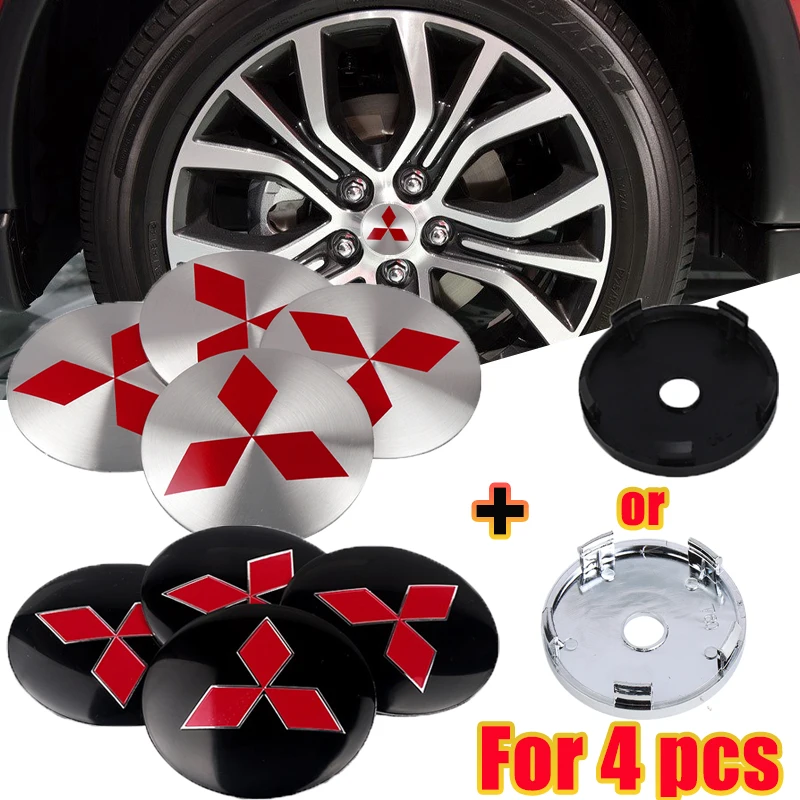 4pcs 56/60mm Car Wheel Center Cover Hub Cap Sticker For Mitsubishi Ralliart Evolution Lancer EX Outlander ASX Competition Galant