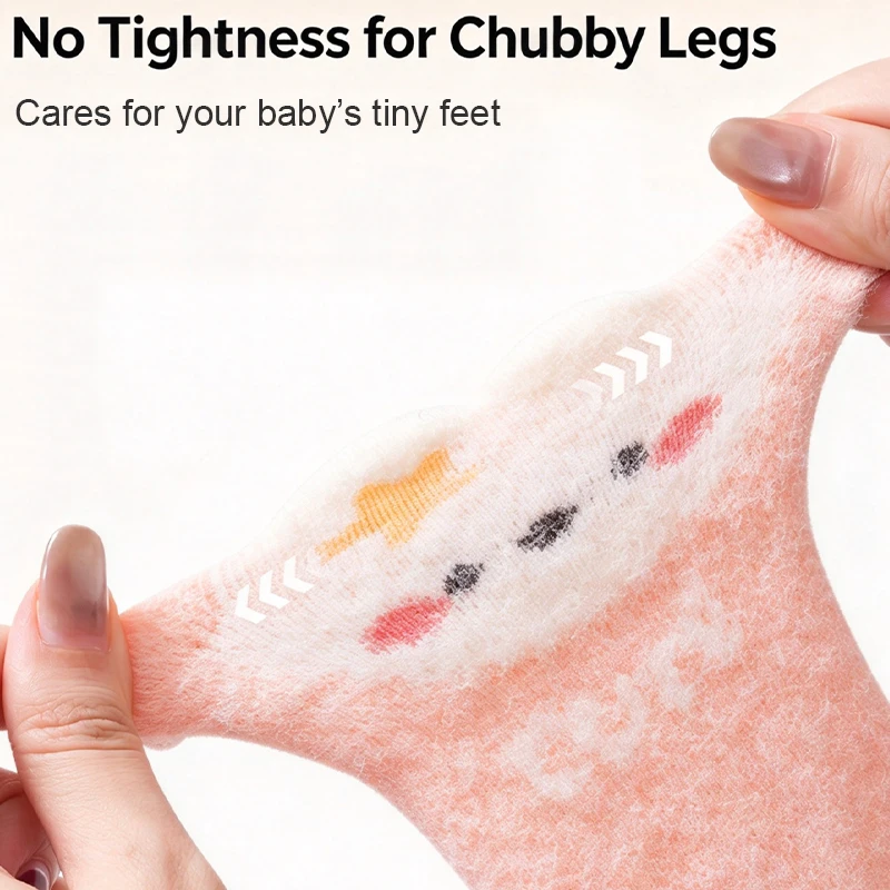 3 Pairs Cute Cartoon Newborn Socks Winter Warm Thick Mink Fleece Baby Socks Soft Loose Infant Socks for Newborn Toddler