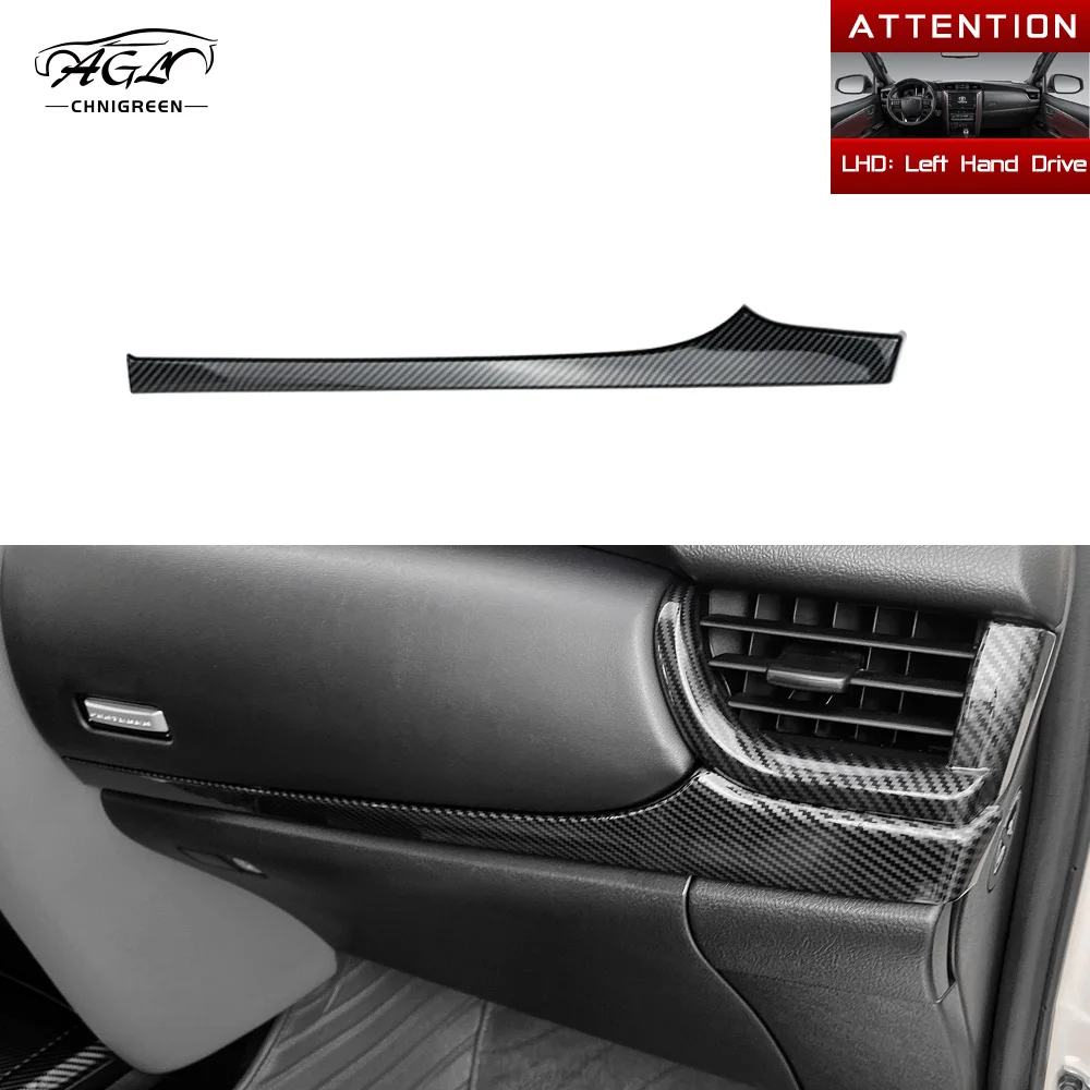 1pc ABS Carbon Fiber Color Co-Pilot Panel Strip Cover Decorative Trim for Toyota Fortuner 2016 2017 2018 2019 2020 2021 2022