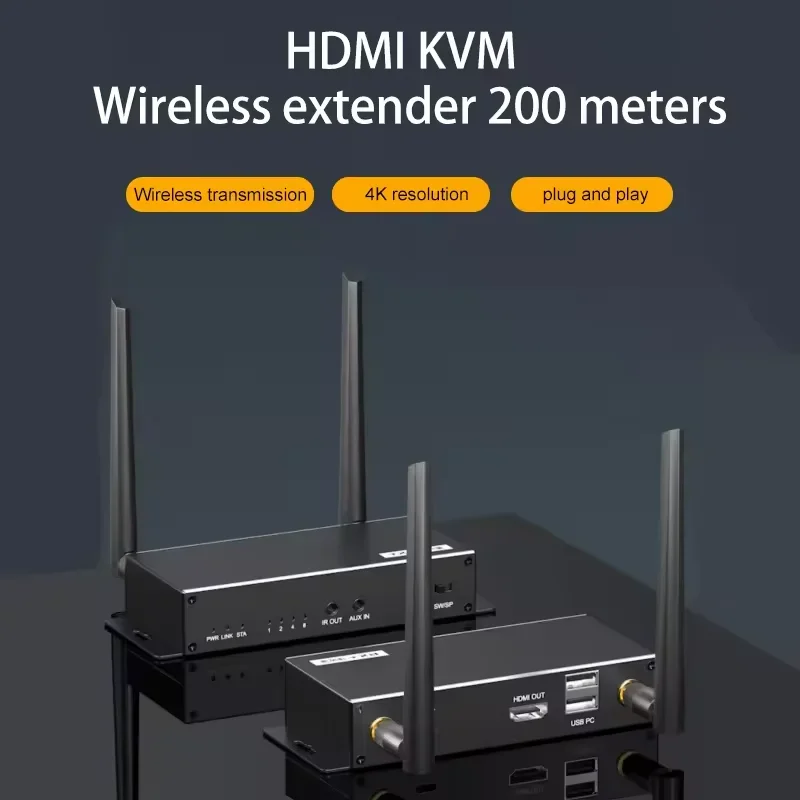 5G Wireless HDMI + USB KVM Extender USB 200m Over IP Address Support IR Local Loop Out 1 Tx To 15 Rx Or 15 Tx To 1 Rx