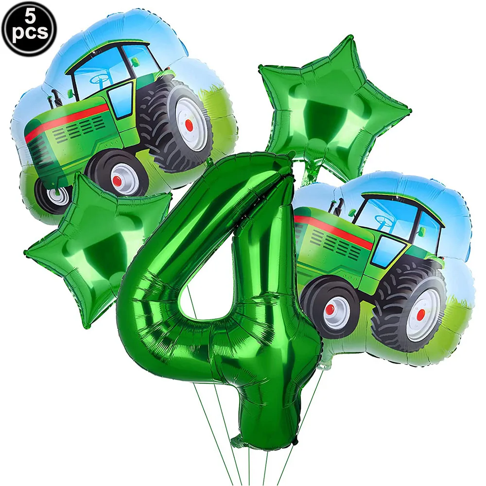 5Pcs/kit Big Tractor Helium Balloons 32inch Number Foil Balloon Farm Theme 3rd 4th 5th Birthday Party Supplies Baloons Decor