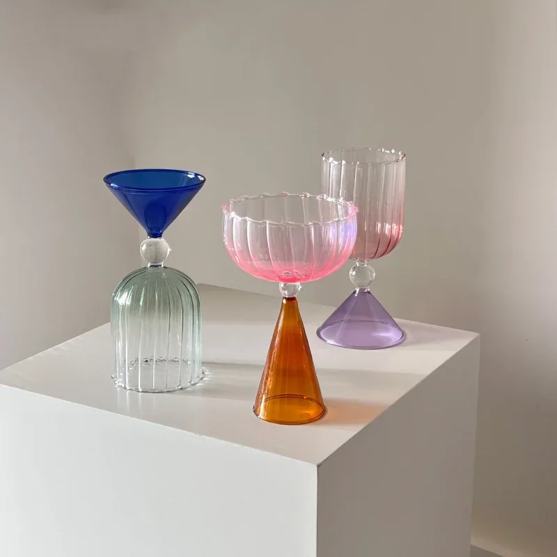 Colorful Irregular Glass Cup Tumbler Drinkware Tea Juice Milk Coffee Mug Home Water Glasses Glass Vase Nordic Home Design