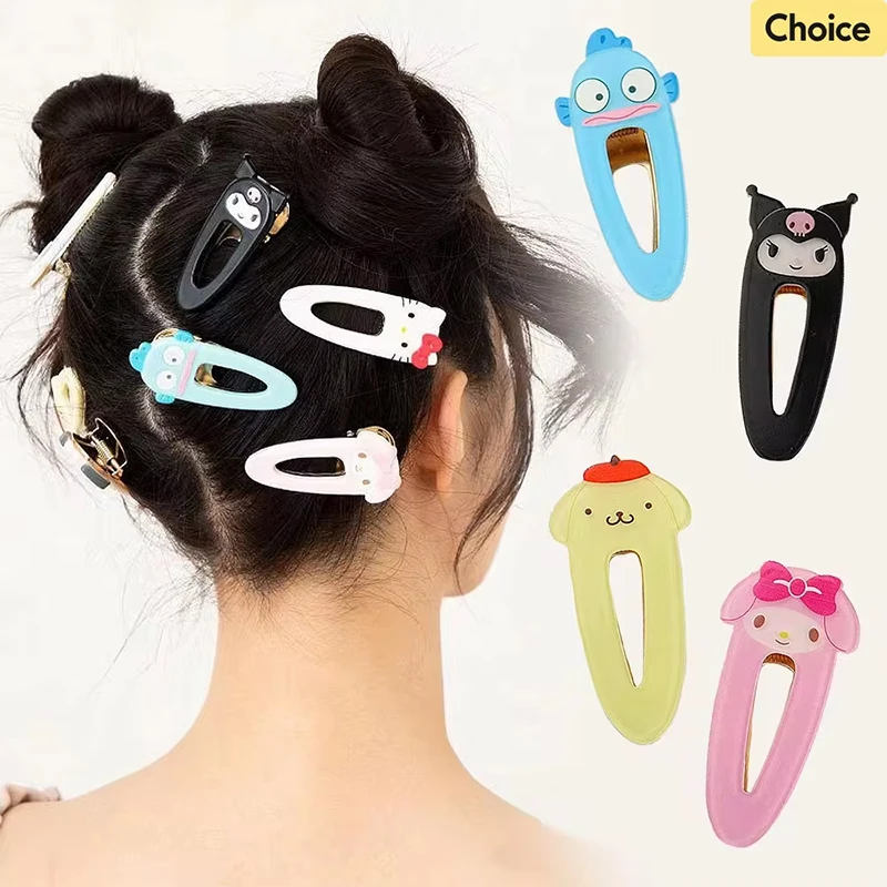 Sanrio Hair Clip Kuromi Cinnamoroll Hello Kitty Cartoon Clip Cute Barrettes Headband Kids Fashion Hair Accessories Toys Gifts