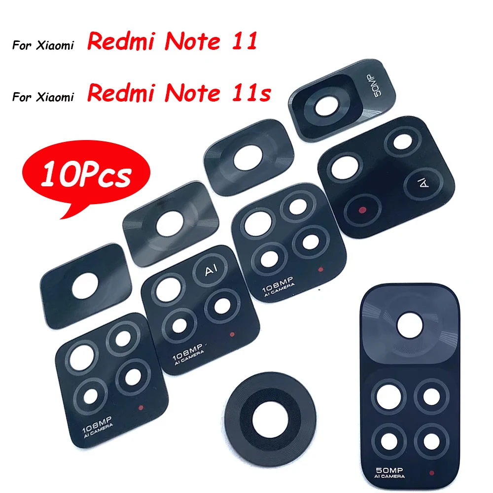 

10Pcs，Camera Glass Lens Back Rear Camera Glass Lens with Glue Sticker For Xiaomi Redmi Note 11 Pro+Plus 5G 11T 5G 11S 11E