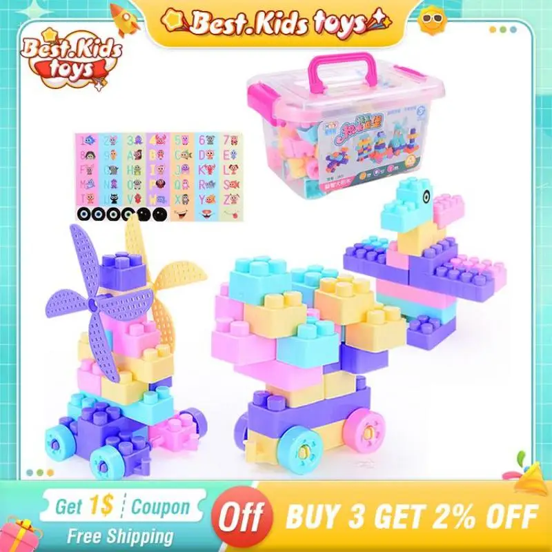 100 PCS Large Particles DIY Building Blocks Castle Kids Toys Plastic Block With Barrel Education Puzzle Toy For Girls Boys Gift