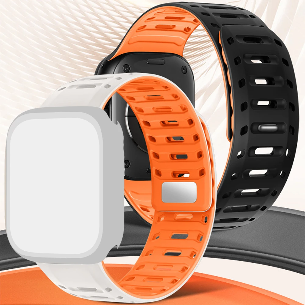 Silikonarmband für Apple Watch 42/44/45/46/49 mm, atmungsaktives Magnetblock-Armband für iwatch ultra/2 Serie 10/9/8/7/6/5/4/SE