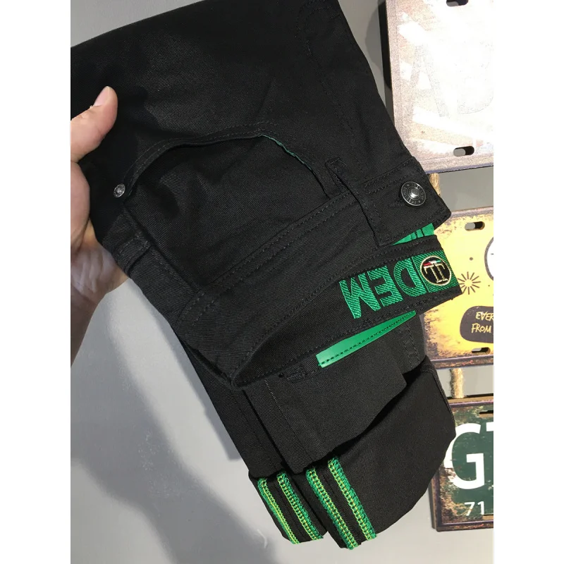 봄 여름 남성용 고급 순수 블랙 진, 심플하고 다재다능한, 가벼운 명품 자수, 슬림핏, 스키니 팬츠