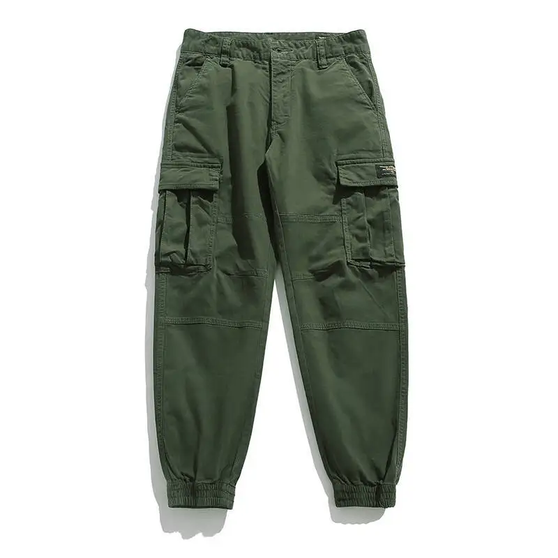 Men's Cargo Pants Spring Autumn Large Size Multi-Pocket Loose Sport Sweatpants Fashion Trendy Elastic Outdoor Joggers Trousers