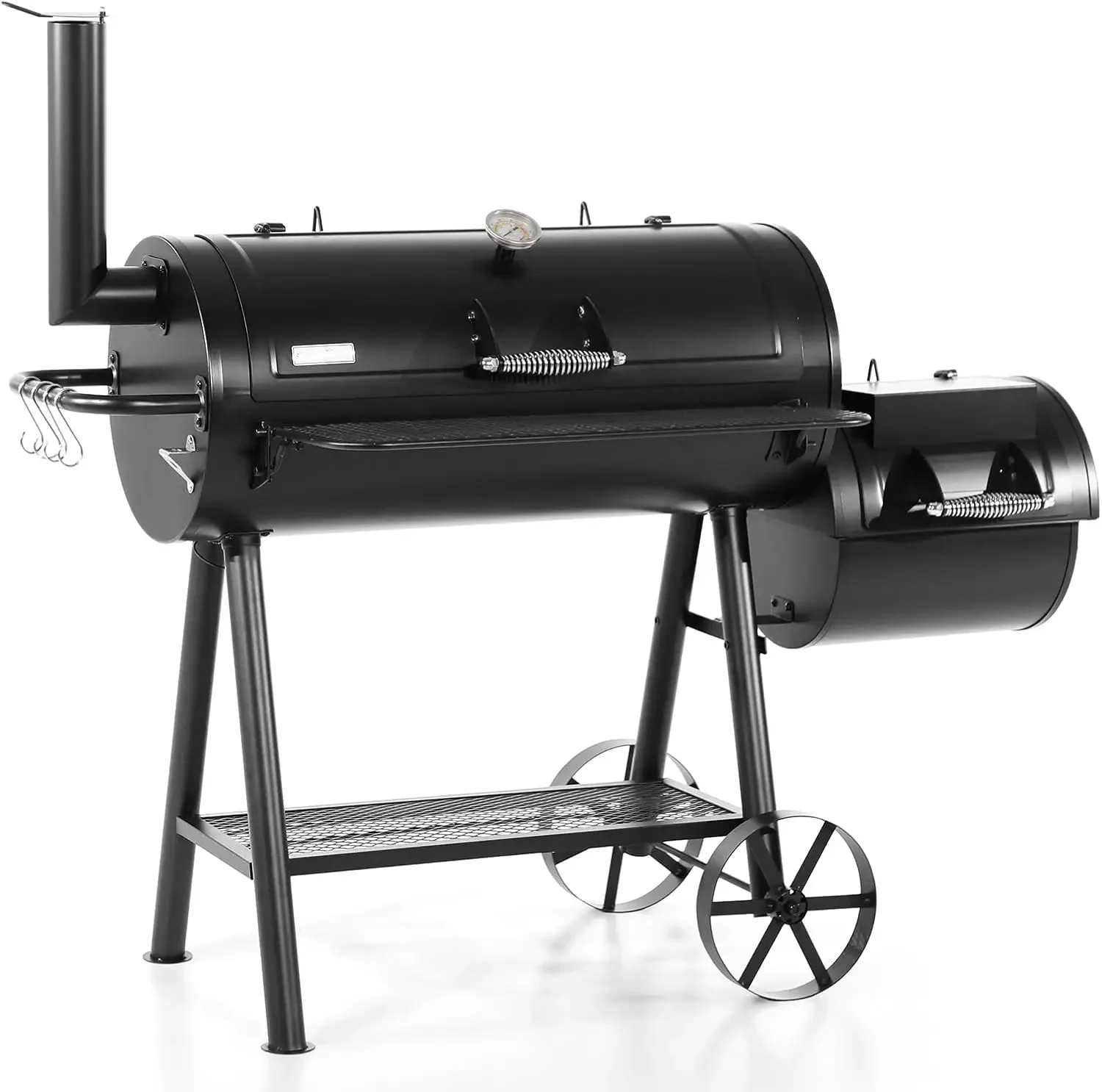 Grill with Offset Smoker, 2 in 1 Smoker and Charcoal Grill combo, 941 Square Inch Space Barrel Charcoal Smoker