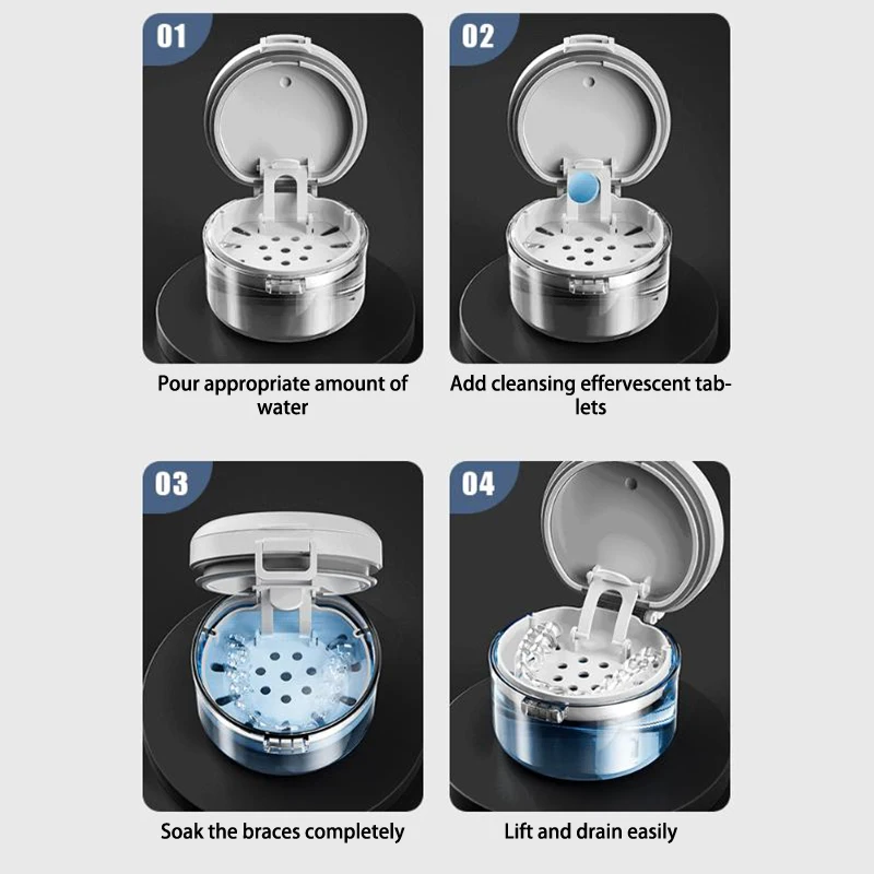 المحمولة تقويم الأسنان المطهر التجنيب حالة غير مرئية الأقواس صندوق كاذبة الأسنان تخزين الأسنان طقم أسنان العناية جهاز التنظيف