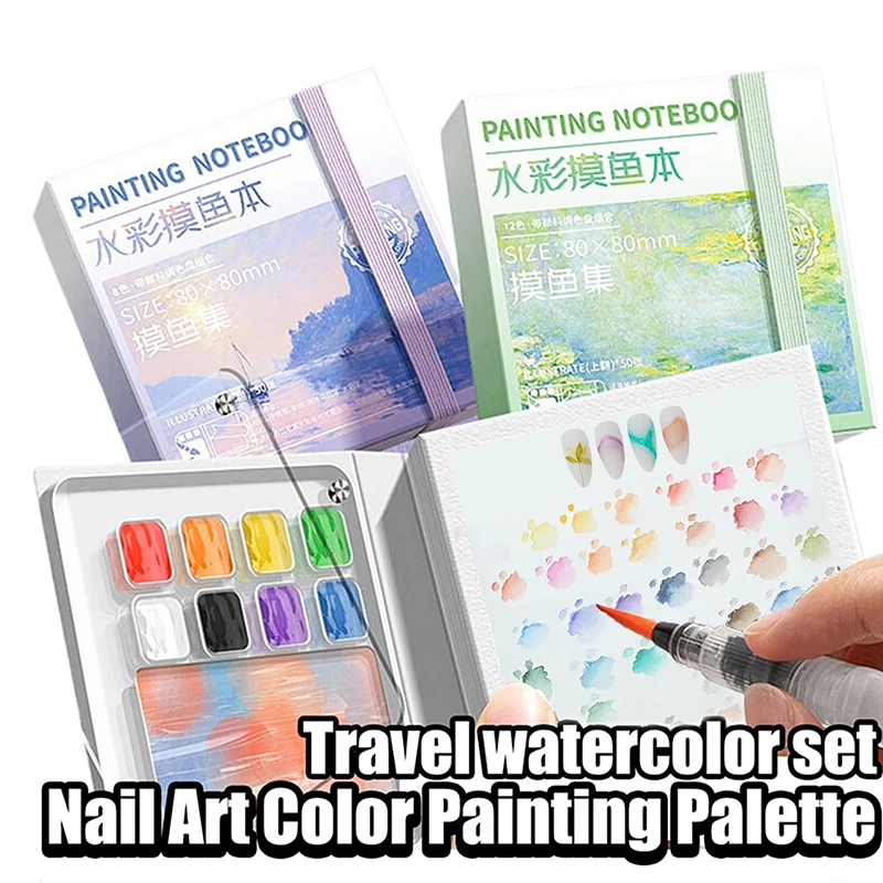 Painting Practice Paper Board Outdoor Travel Sketching Mini Pocket Watercolor Book Portable Mixing Palette Papers Drawing Tool ﻿