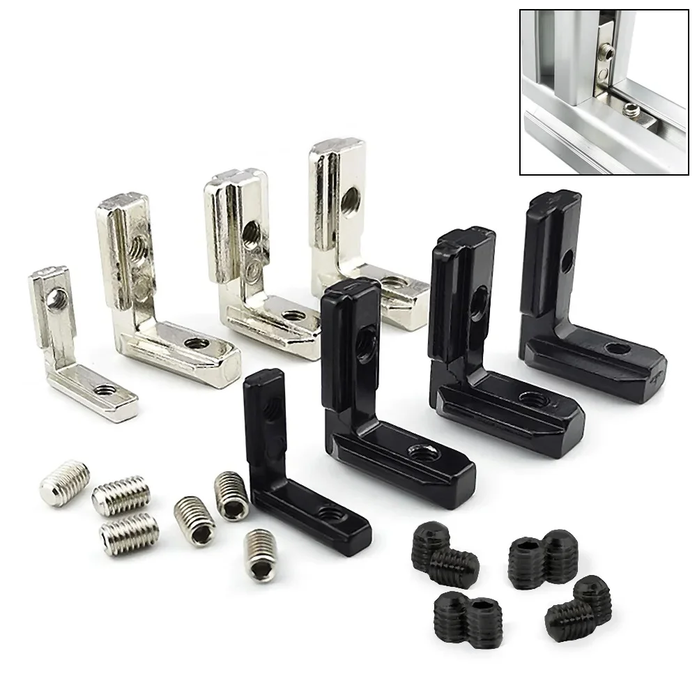 10/20Pcs Inside Hidden Bracket L Shape Interior Joint Corner Connector with Screws for 2020 3030 4040 4545 Aluminum Profile