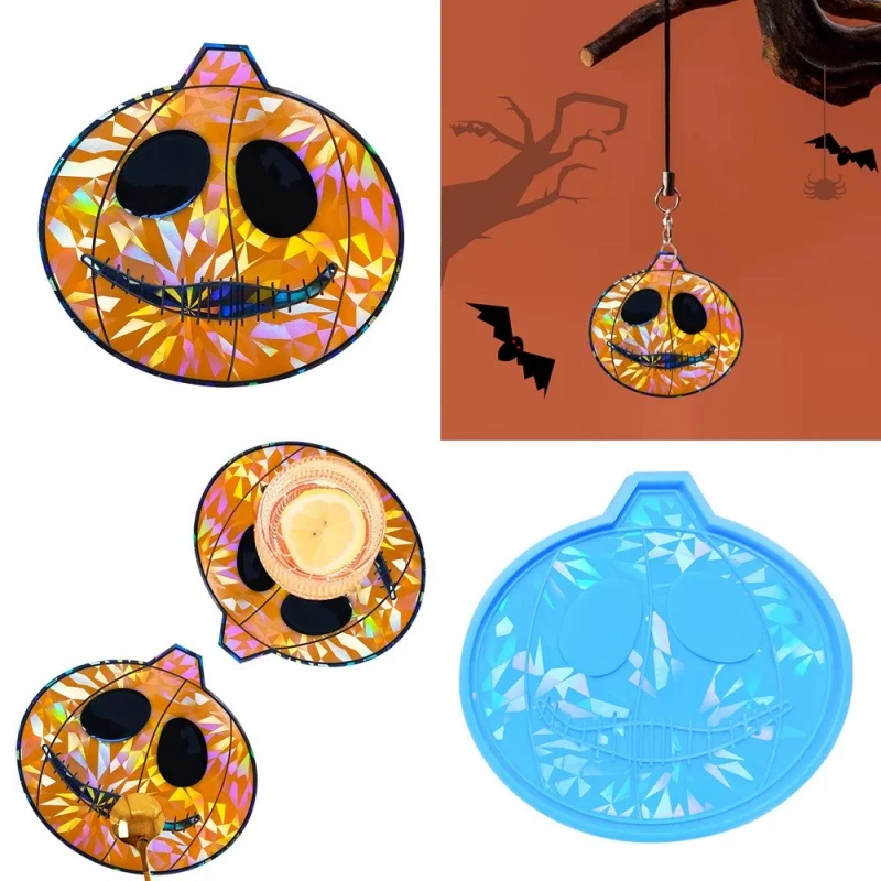 Moules en silicone de sous-verre de Aliments de bouche de couture de laser holographique, moule de résine de pendentif, décoration faite à la main de bijoux de bricolage, cadeau d'Halloween