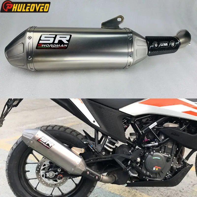 Titanium Alloy for KTM 125 250 390 DUKE 2021-2023 Motorcycle Exhaust Escape Moto Muffler Slip on Link Pipe with Carbon Cover