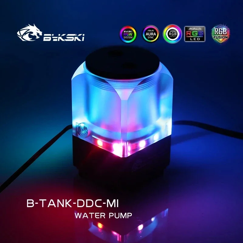 Bykski B-TANK-DDC-MI, รูปร่างกล่อง Mini อ่างเก็บน้ําปั๊มผสม, ปั๊มแบบบูรณาการ, หัวเอาต์พุต 4 เมตร, การไหลสูงสุด 450L/H