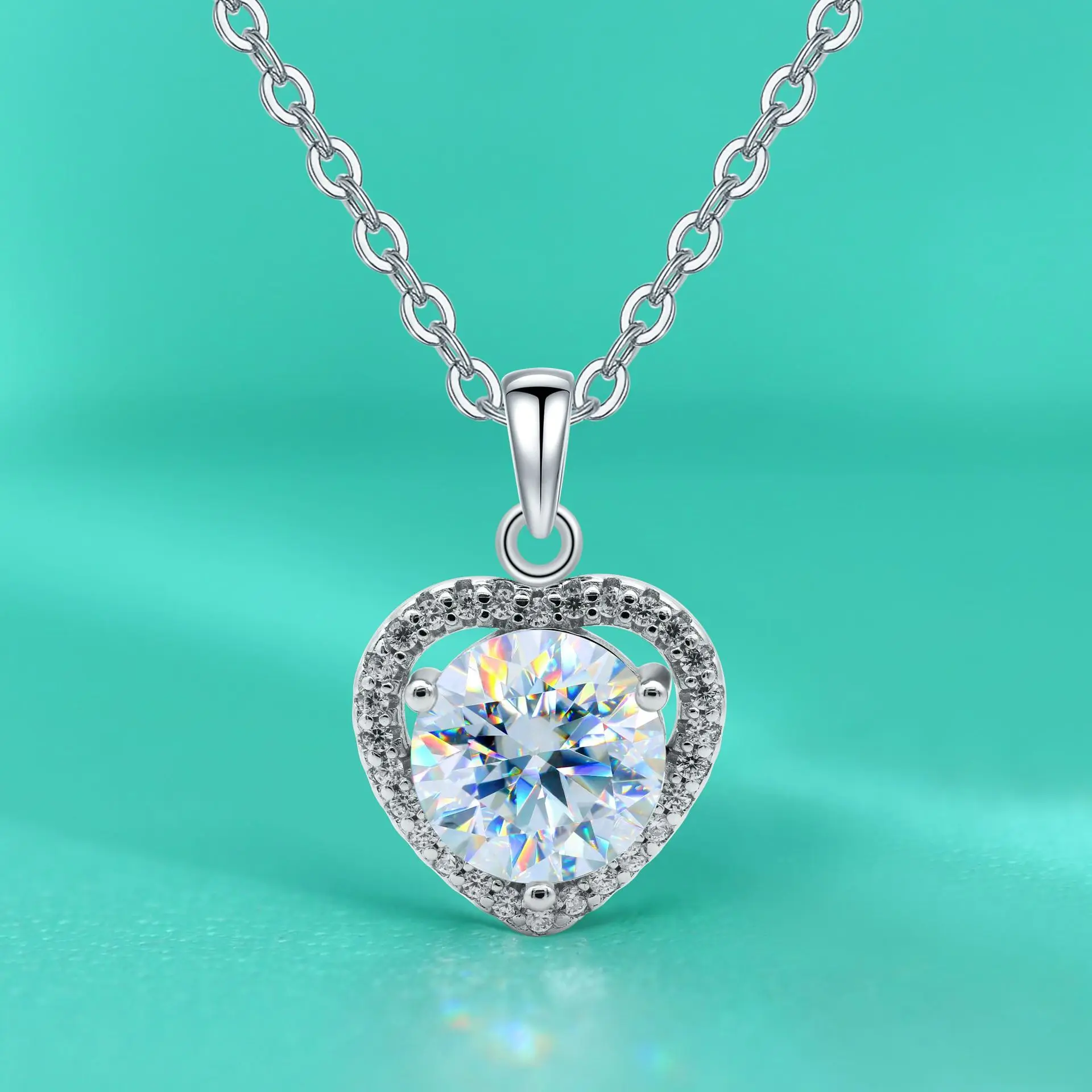 

1CT Heart Cut Moissanite Necklace for Women Dainty 18k Gold Platinum Pt950 Neck Chain Pendant with GRA Certificate