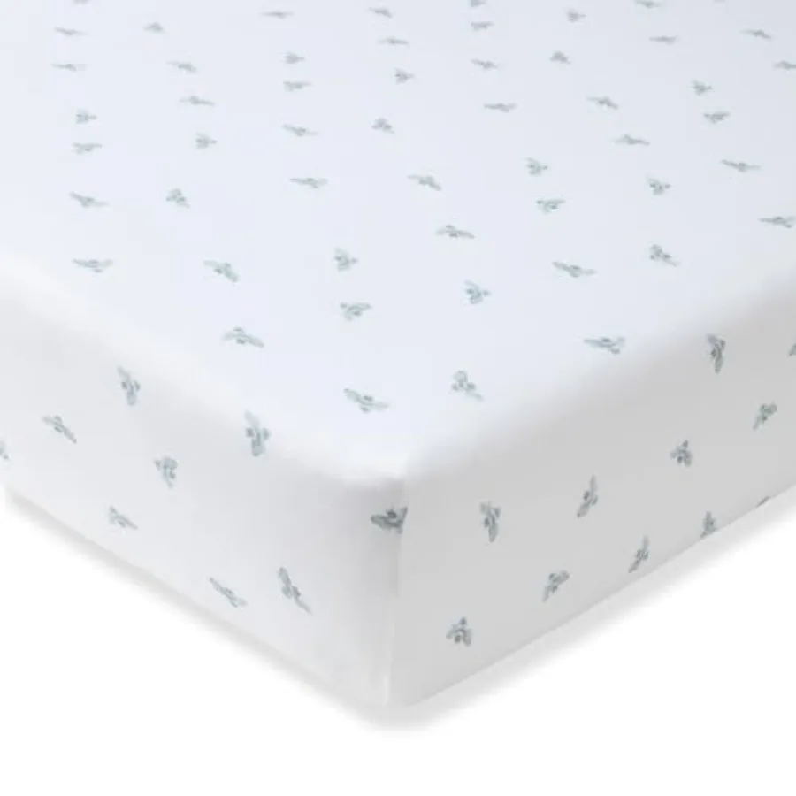 

Essential Organic Cotton Fitted Crib Sheet, Breathable for Boy Girl and Toddler Mattresses