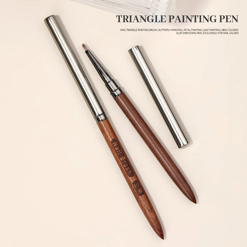 1 pz Nail Art pennello gradiente Dizzy Dye penna manico in legno angolo pittura per unghie punteggiatura strumenti sandalo triangolo penna pittura penna