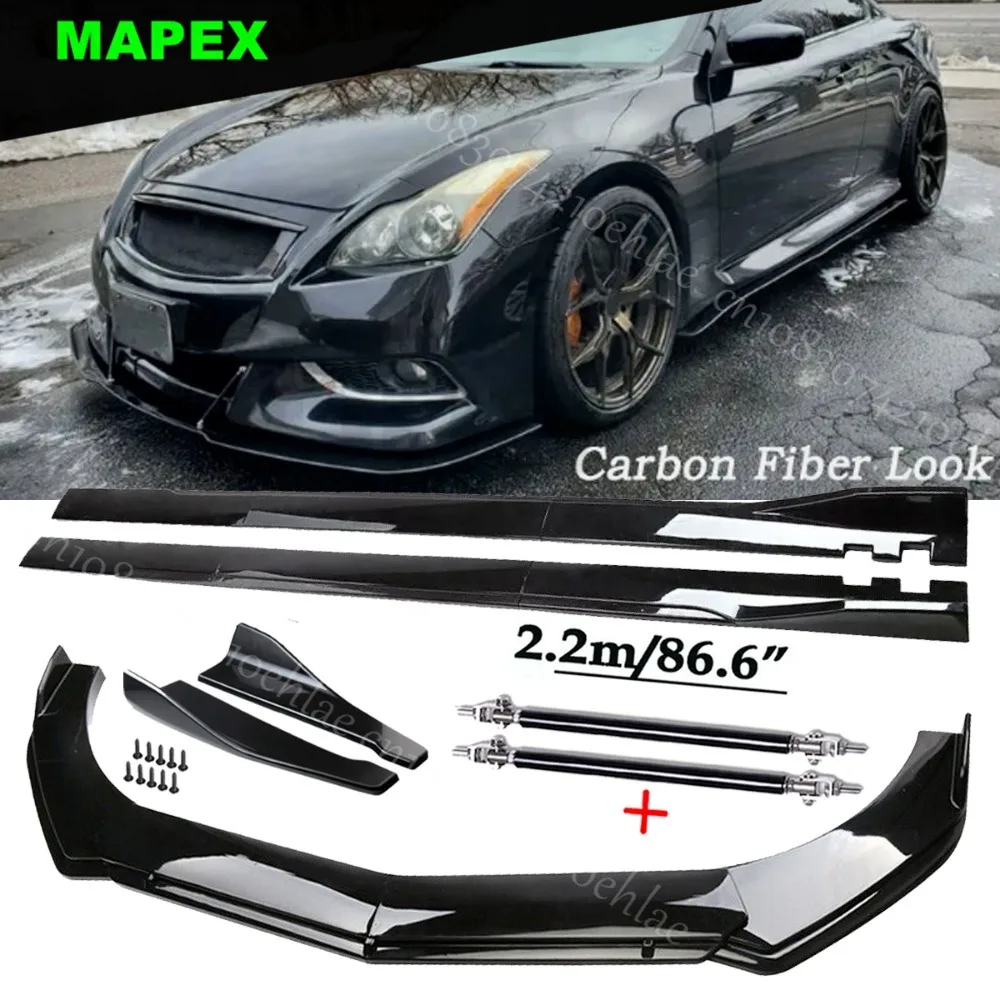 For Infiniti G37 Coupe Front Bumper Lip Spoiler Chin Splitter Body Kits Glossy