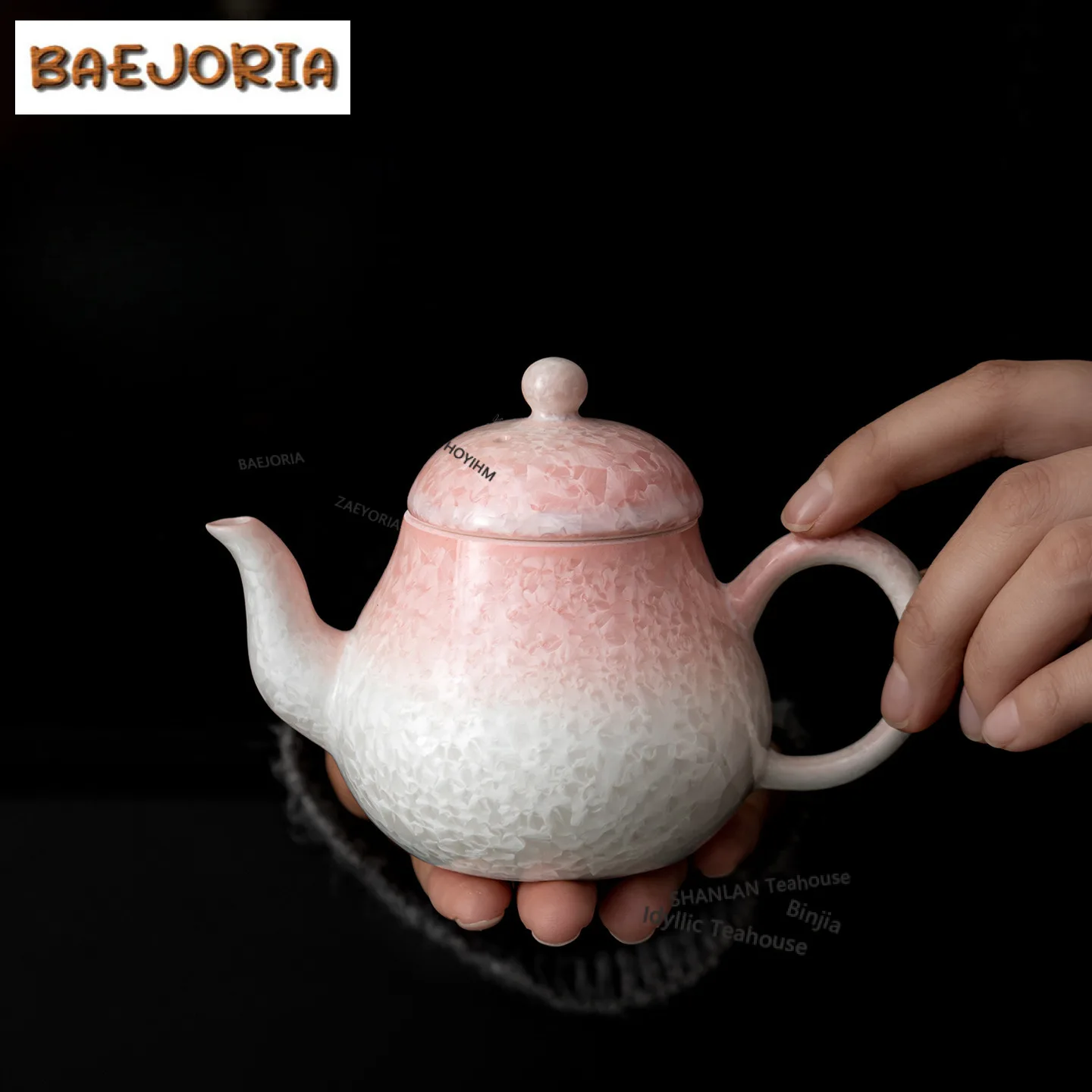 175ml Kiln Fambe Crystal Glaze Gradient Pink Teapot Elegant Tea Infuser Pot Tea Making Kettle With Ball Hole Cha Ornaments Gift