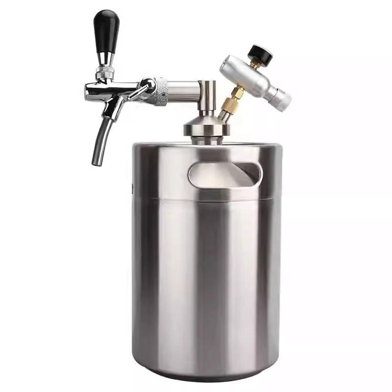Mini Keg Growler Kit (2-4L Beer Keg & Adjustable Beer Faucet & 60psi Co2 Charger & Beer Keg Spear),Beer Disoenser For Home Brewi