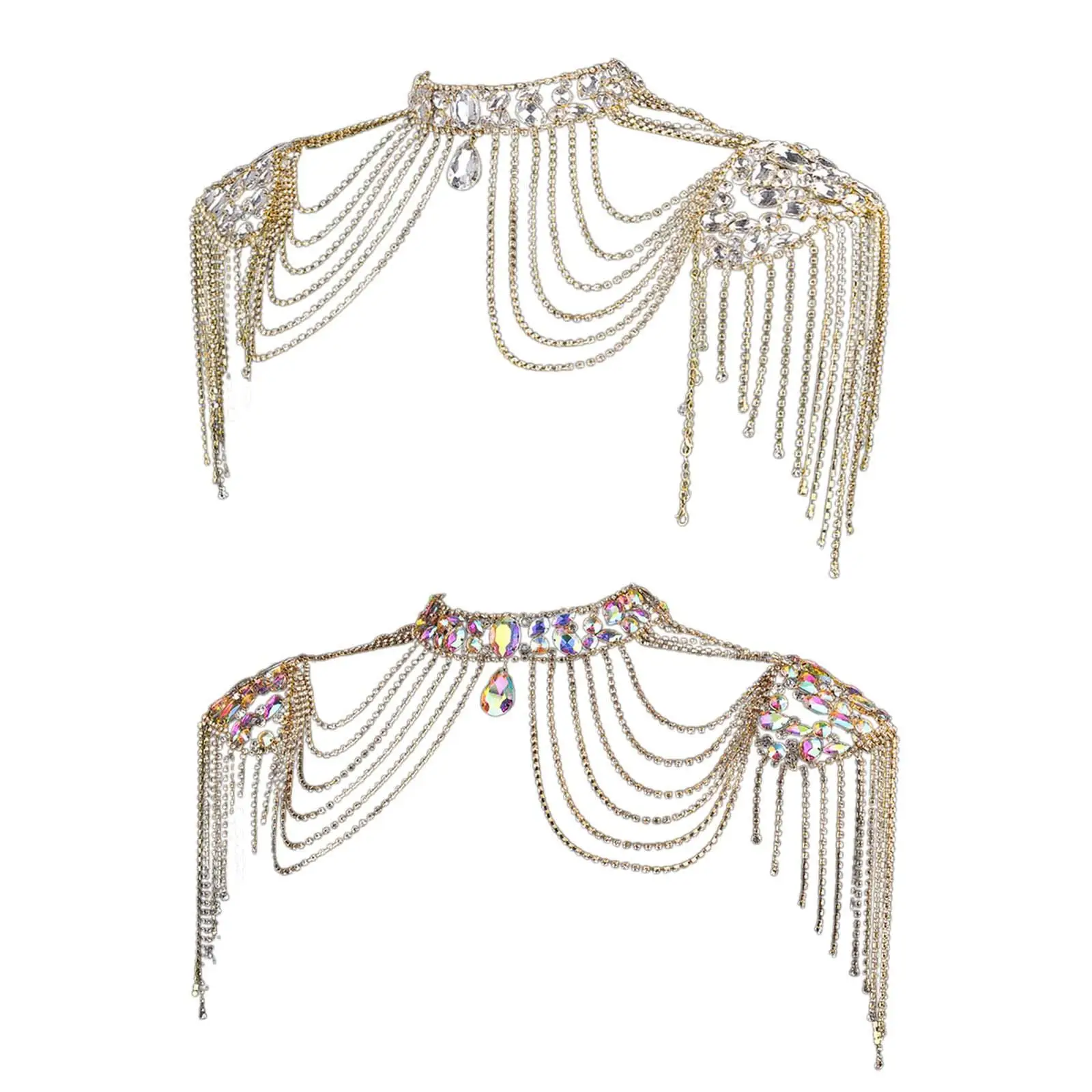 Shoulder Body Chain Multilayer Choker Necklace for Wedding Evening Party