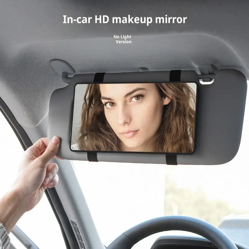 Plaque de pare-soleil de voiture HD, Installation de sangle de miroir de maquillage Portable, miroir sans lumière, accessoires d'intérieur automobile