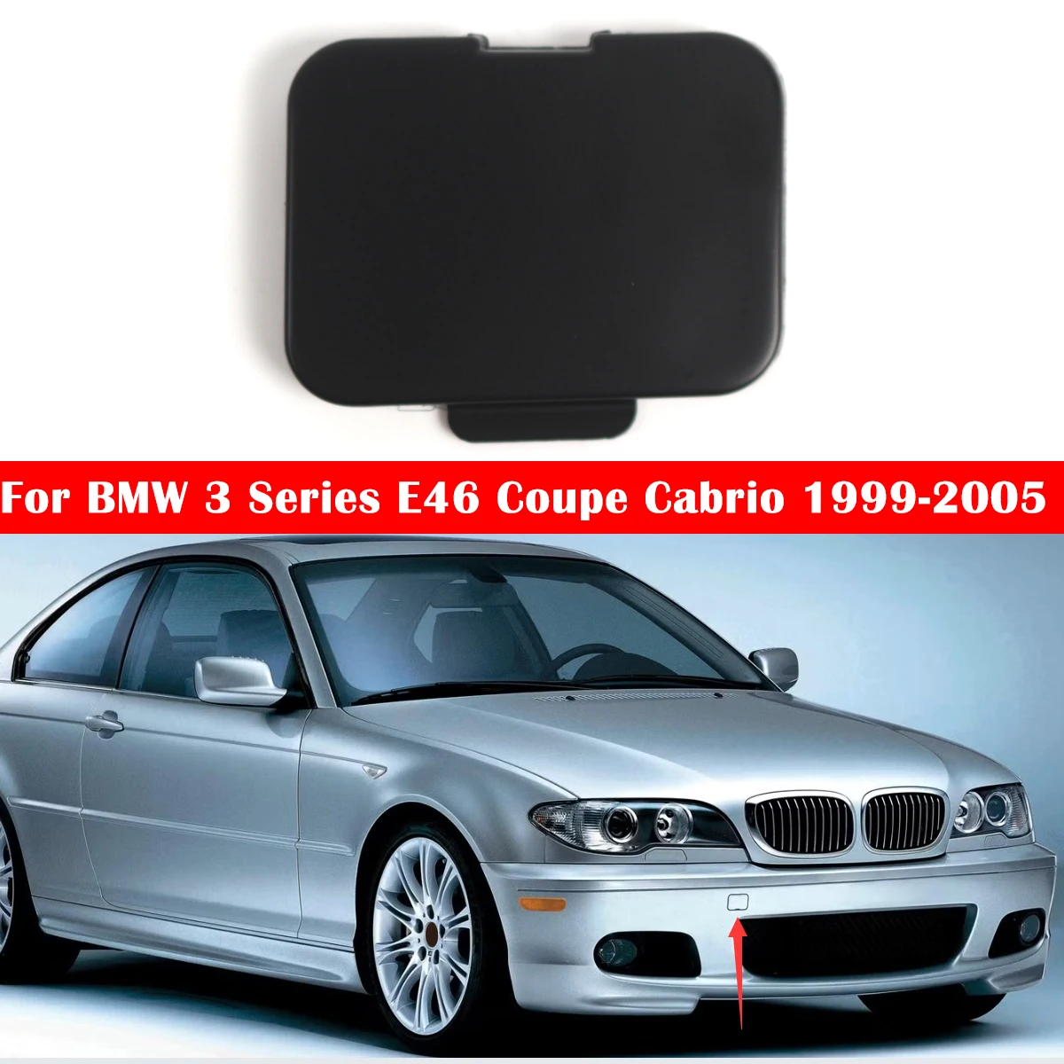 

For BMW 3 Series E46 Coupe Cabrio 2000 2001 2002 1999-2005 Car Front Bumper Towing Eye Cover Cap Tow Hook Eye Cover 51117173750