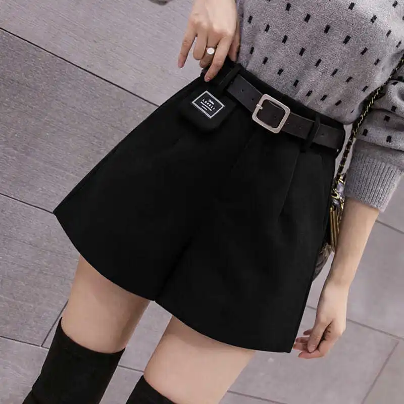 

Women's High Waist All-Match Wide Leg Pants Loose A-line Shorts Solid Pocket Elegant Vintage Clothing Spring Autumn New Fashion