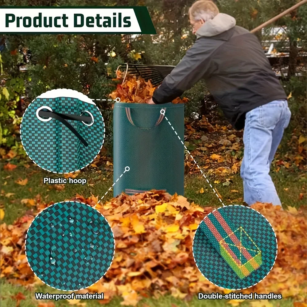 Heavy-Duty PP Garden Waste Bags - Reusable Yard Debris Bags with Industrial Fabric and Handles for Plant, and Leaf Collection