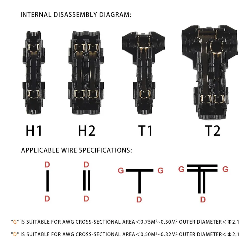 10PCS Quick Splice I/T Type Locking Wire Connector Crimp Terminal Block Toolless Snap Splitter No Stripping Cable Connectors