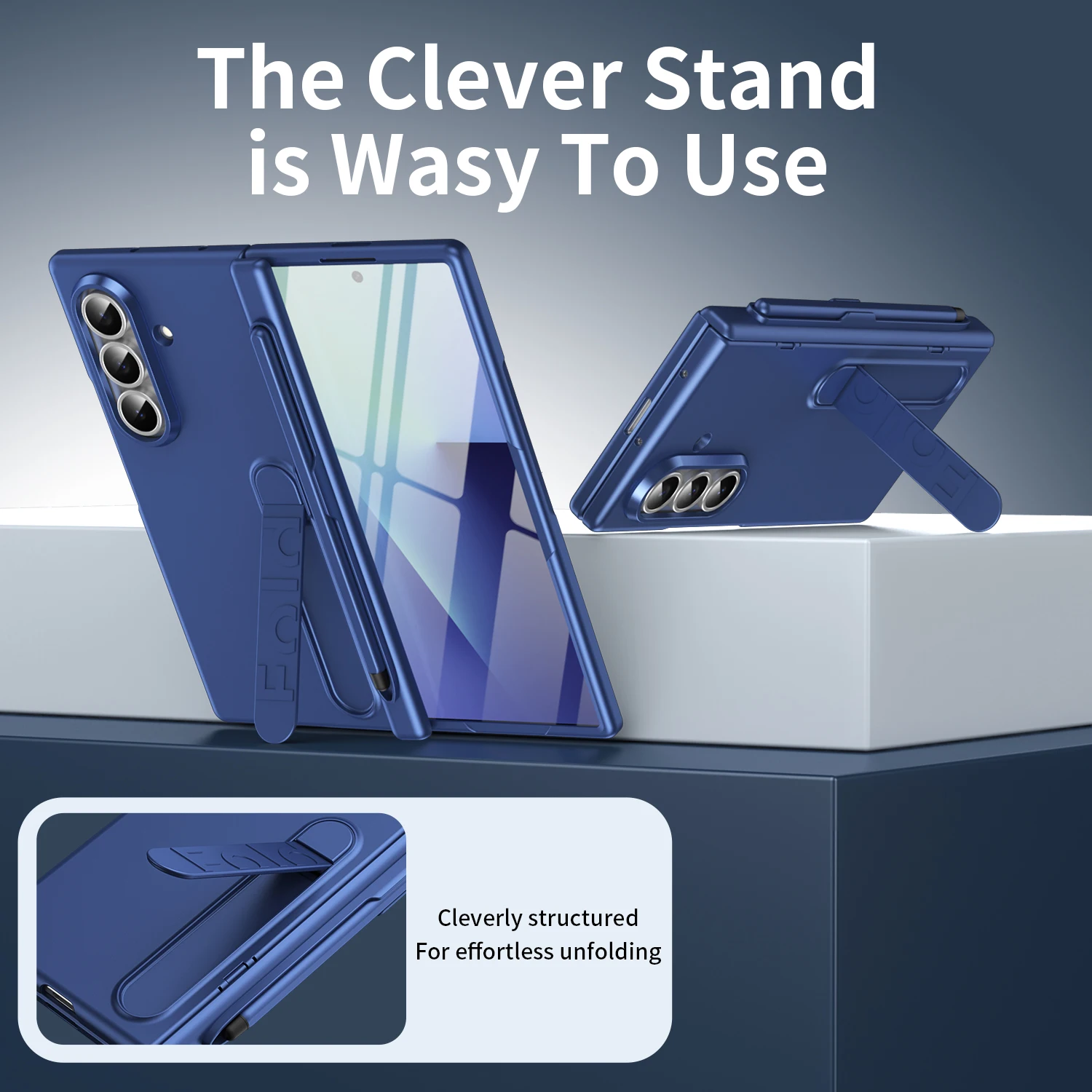 For Samsung Galaxy Z Fold 7 6 5 4 3 Hinge Bracket Phone Case with Outer Screen Glass Protective Film S Pen Slot Shockproof Cover