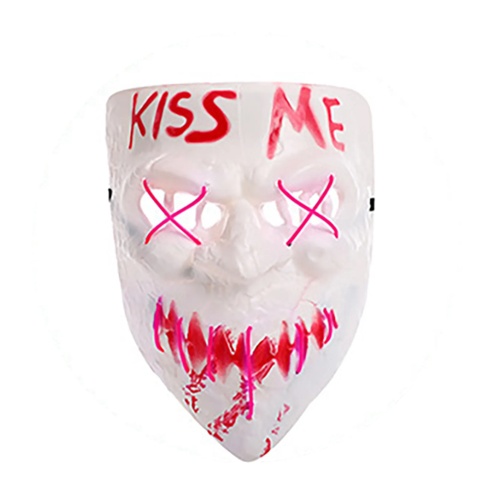 Maska dla dorosłych i dzieci, podświetlana, przerażająca, wielokrotnego użytku, rekwizyt na Halloween z efektami upiornej LED do cosplayu, na festiwale i jako akcesorium na imprezy.