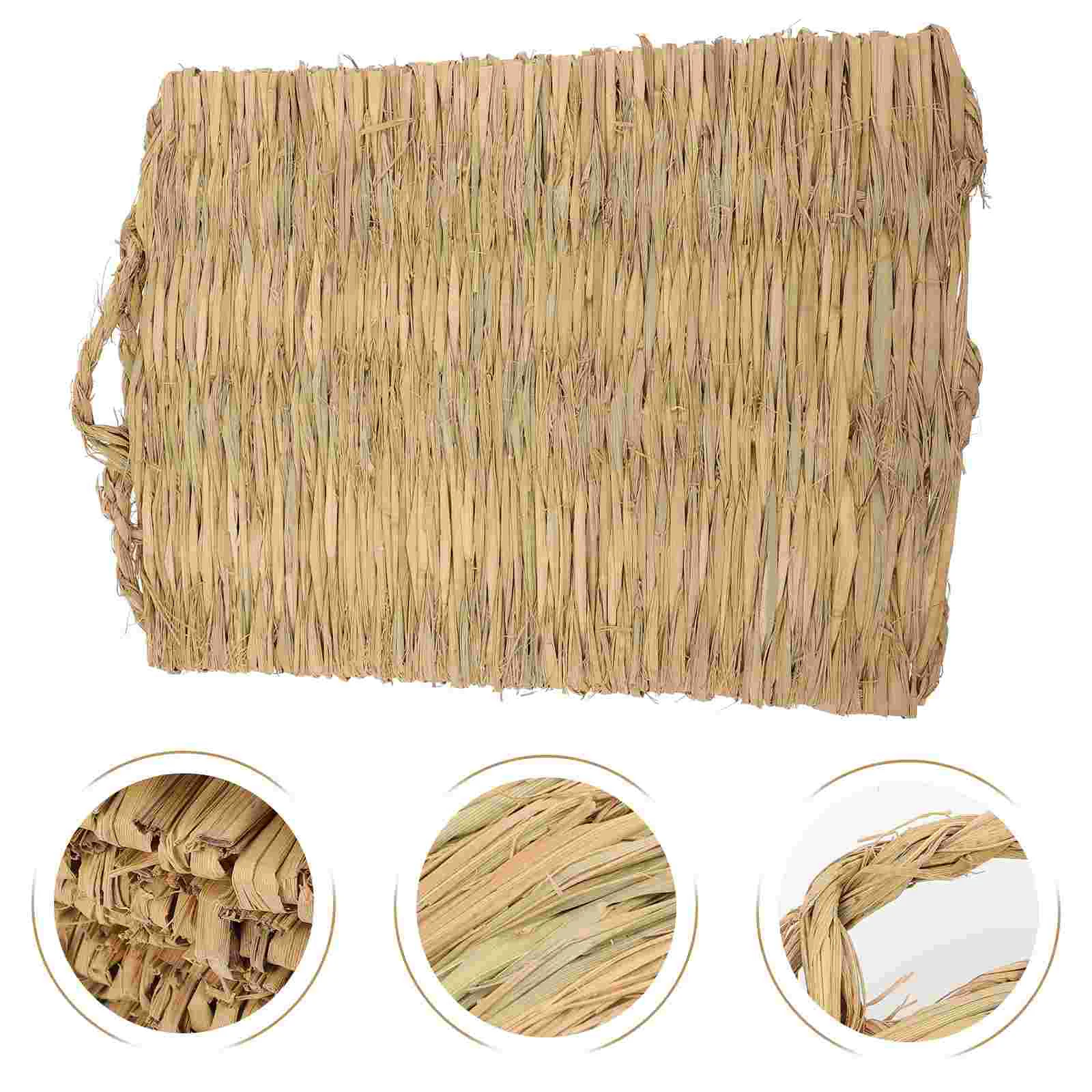 6 Pcs 40CMx28CM Natural Grass Coop Pads Handmade Straw Mats Chicken Nesting Box Bed Small Animals Edible Nap Safe Hide