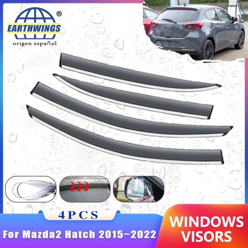 

Wind Deflectors for Mazda2 Hatch Demio 2015~2022 DJ DL Accessories Car Side Window Rain Eyebrow Guard Auto Sun Visor Awning Trim