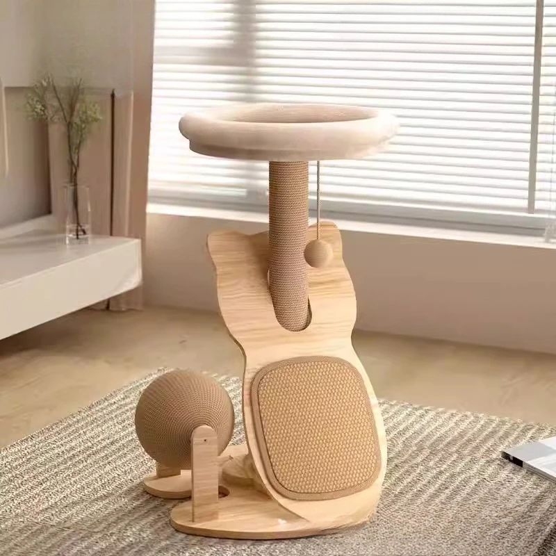 

Castle Tree Post Cat Tower Climbing Stairs Shelves Wooden Cat Tower Scratcher Mat Supplies Arranhador Para Gato Cat Furniture