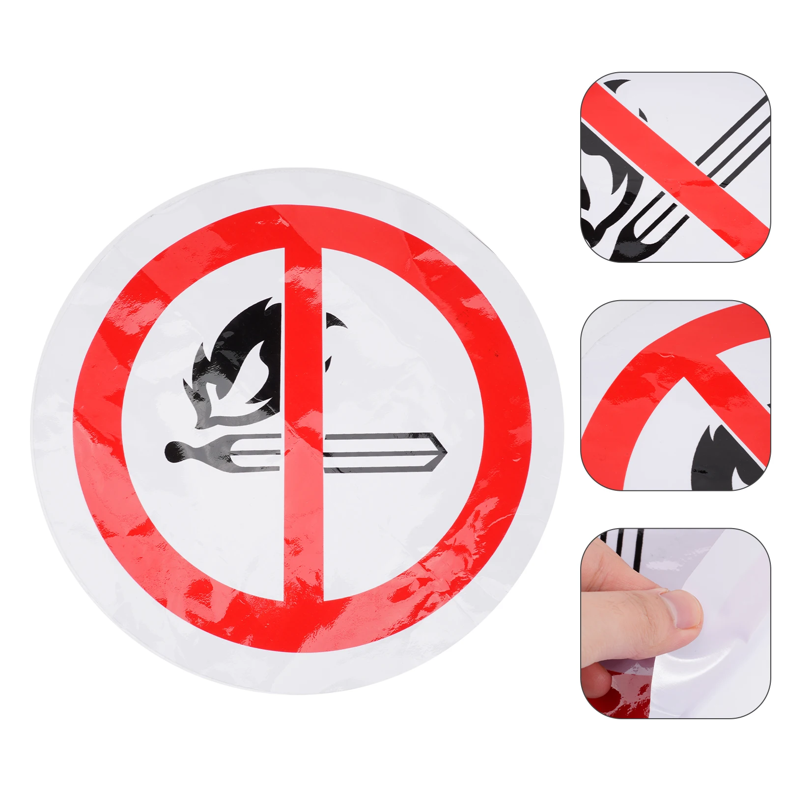 PVC Warning Stickers No Open Flames Safety Labels Round Applique Gas Signs Traffic Symbols Self Adhesive