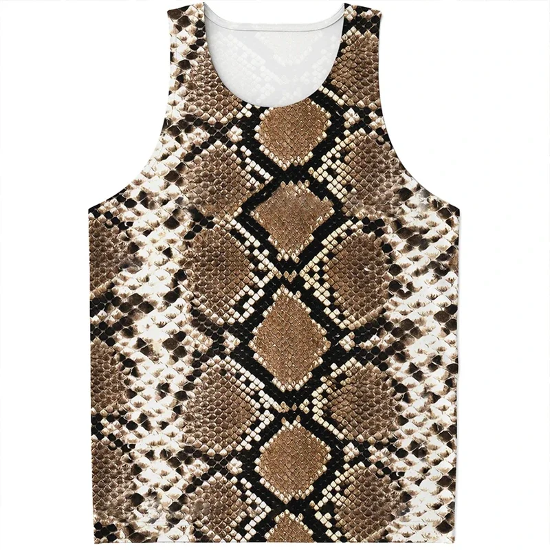 Snake Skin Tank Tops Men's Fashion Streetwear Oversized Sleeveless Tank Top Bodybuilding Fitness Gym Vest Man Clothing