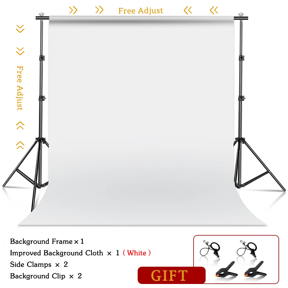 Backdrop Support System Kit For Muslins Backdrops Free Telescopic Background Stand Adjust Width and Height With Carry Bag Clip