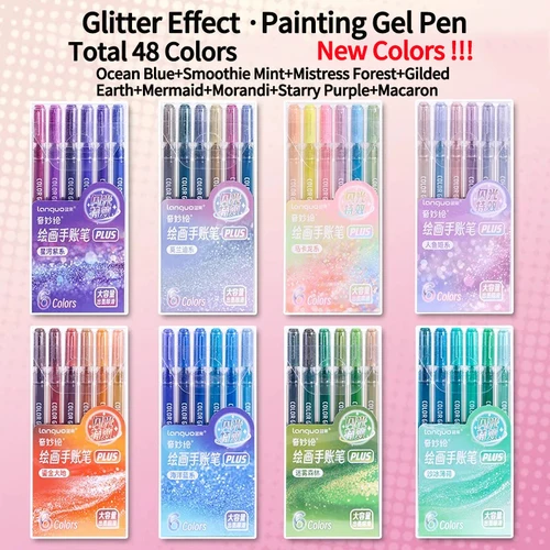 LANGUO, bolígrafos de Gel con efectos brillantes de 6/88 colores, juego de bolígrafos de escritura de 1,0mm, cartulina de papel, diario, dibujo, marcado, colorear, nuevos colores DIY