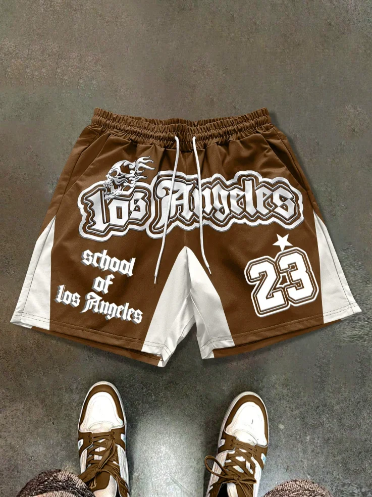 Популярный мужской номер. 23, дышащие, быстросохнущие, впитывающие пот, мужские шорты на шнурке для фитнеса, пляжа, повседневного отдыха и спорта