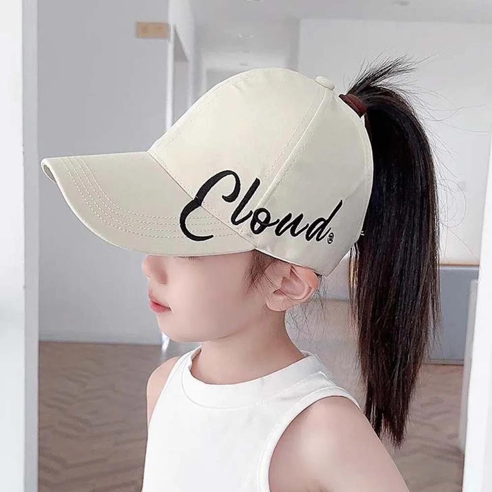 

Large Head Circumference Girls Ponytail Baseball Cap Face-Slimming Wide Brim Soft Sweat-Wicking Liner British Style Kids Hat