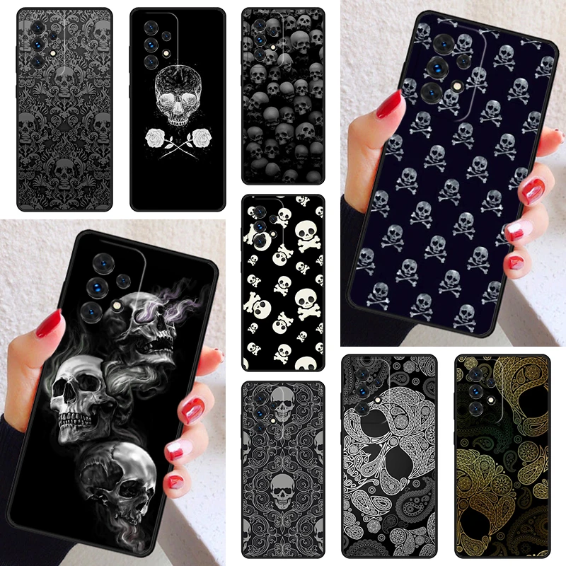 Skulls Bones Skeleton Phone Case Cover For Samsung Galaxy A52 A72 A73 A20e A21S A50 A70 A11 A12 A42 A31 A40 A51 A71 A32 A80 A91