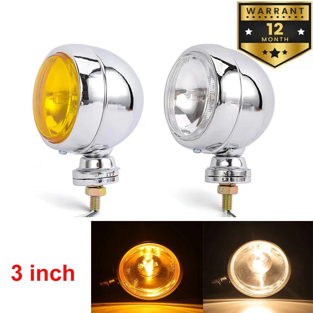 Faro delantero auxiliar antiniebla para motocicleta, 3 pulgadas, estilo vintage, para Harley Sportster Chopper Bobber Cruisers Touring Cafe Racer