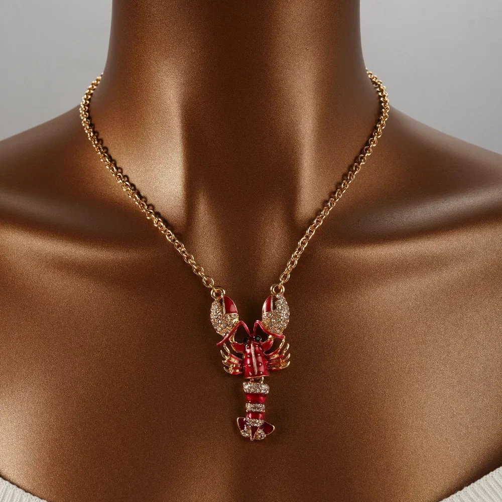 

Lobster Necklace Beautiful woman Bohemian style design pendant Elegant marine life charm gift for any occasion