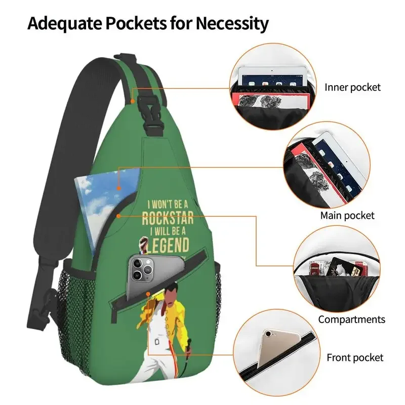 Personal isierte Freddie Quecksilber Schulter tasche für Männer coole Schulter Cross body Brust Rucksack Radfahren Camping Daypack