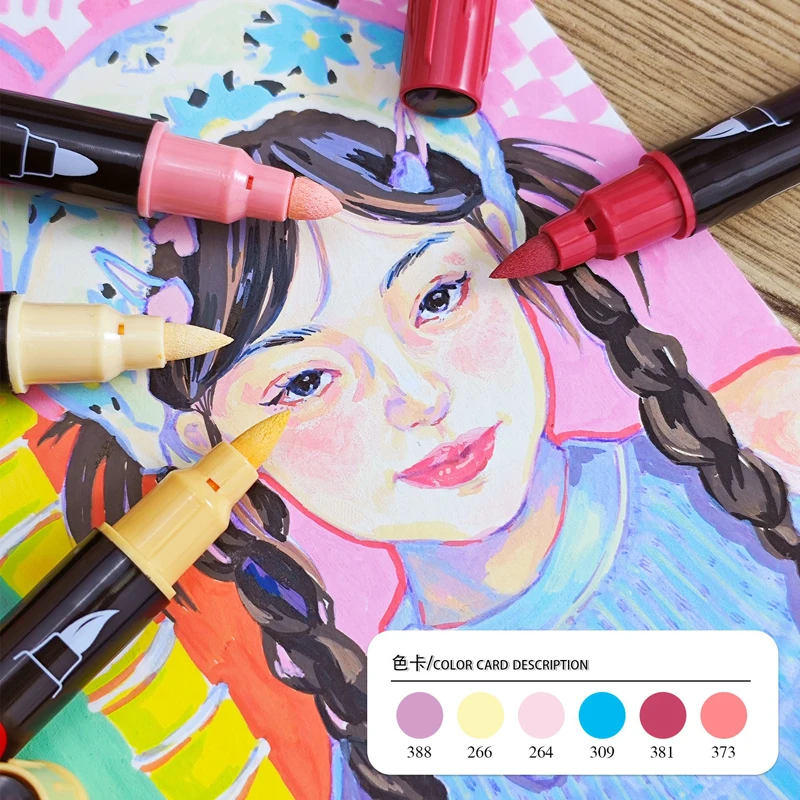 Guangna School Color Markers Set Soft Hard Tips Professional Acrylic Ink Opaque Foldable Art Paint Pens Safe Graffiti Stationery